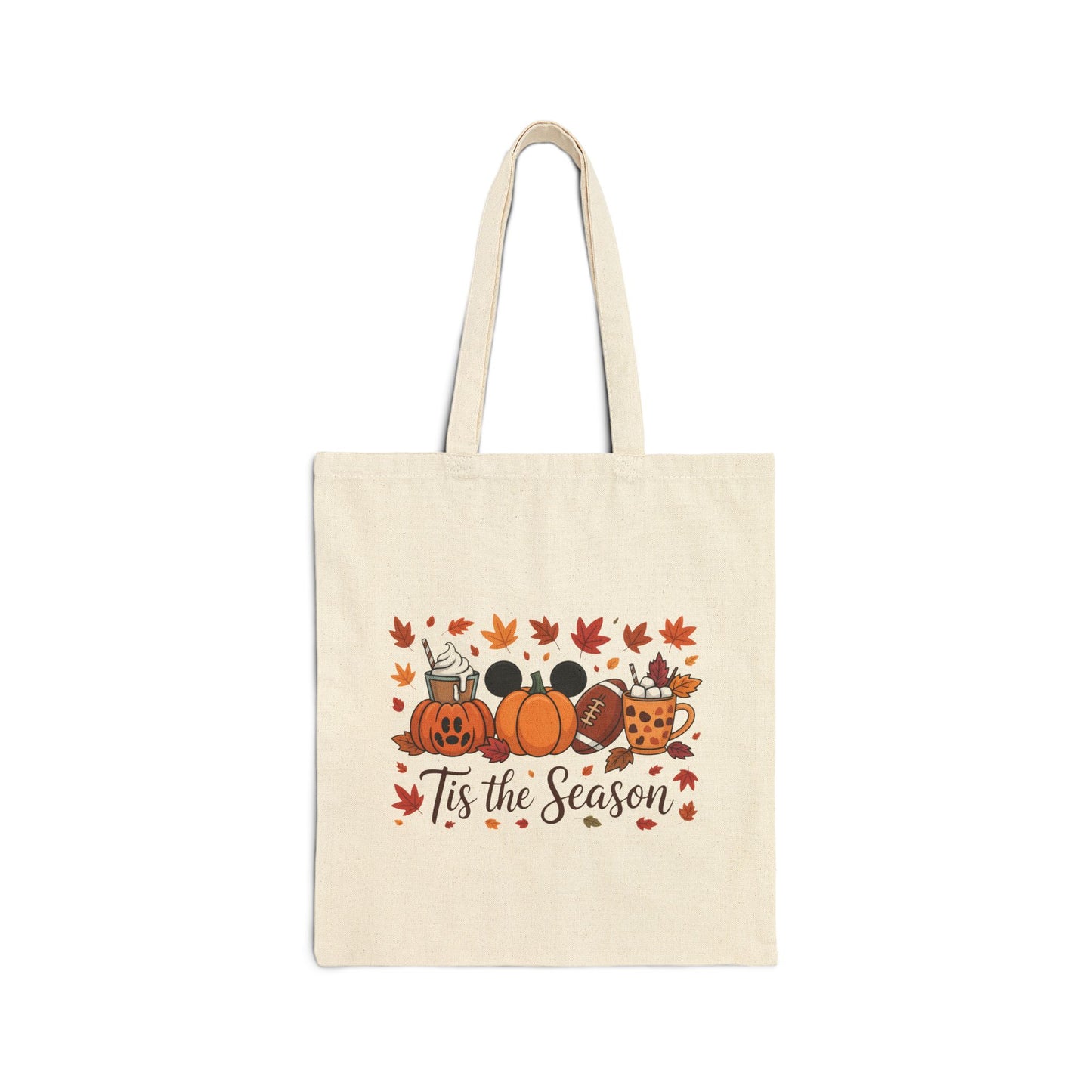 Fall Game Day Cotton Canvas Tote Bag, Football Coffee Shopping Beach Farmer Market Grocery, Custom Personalized Name Gift