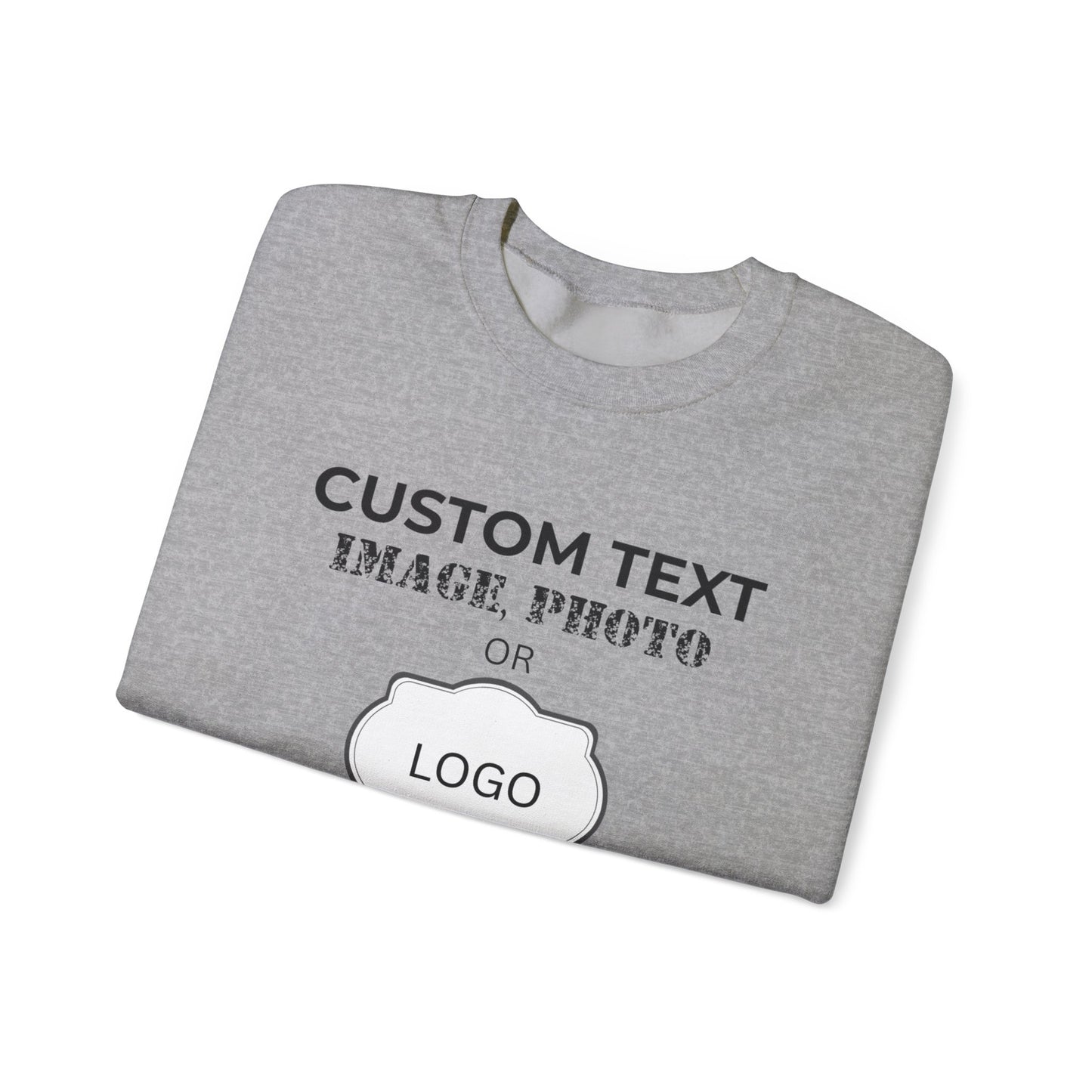 Custom Logo Crewneck Sweatshirt - Personalized Text, Photo, Image or logo Sweatshirt