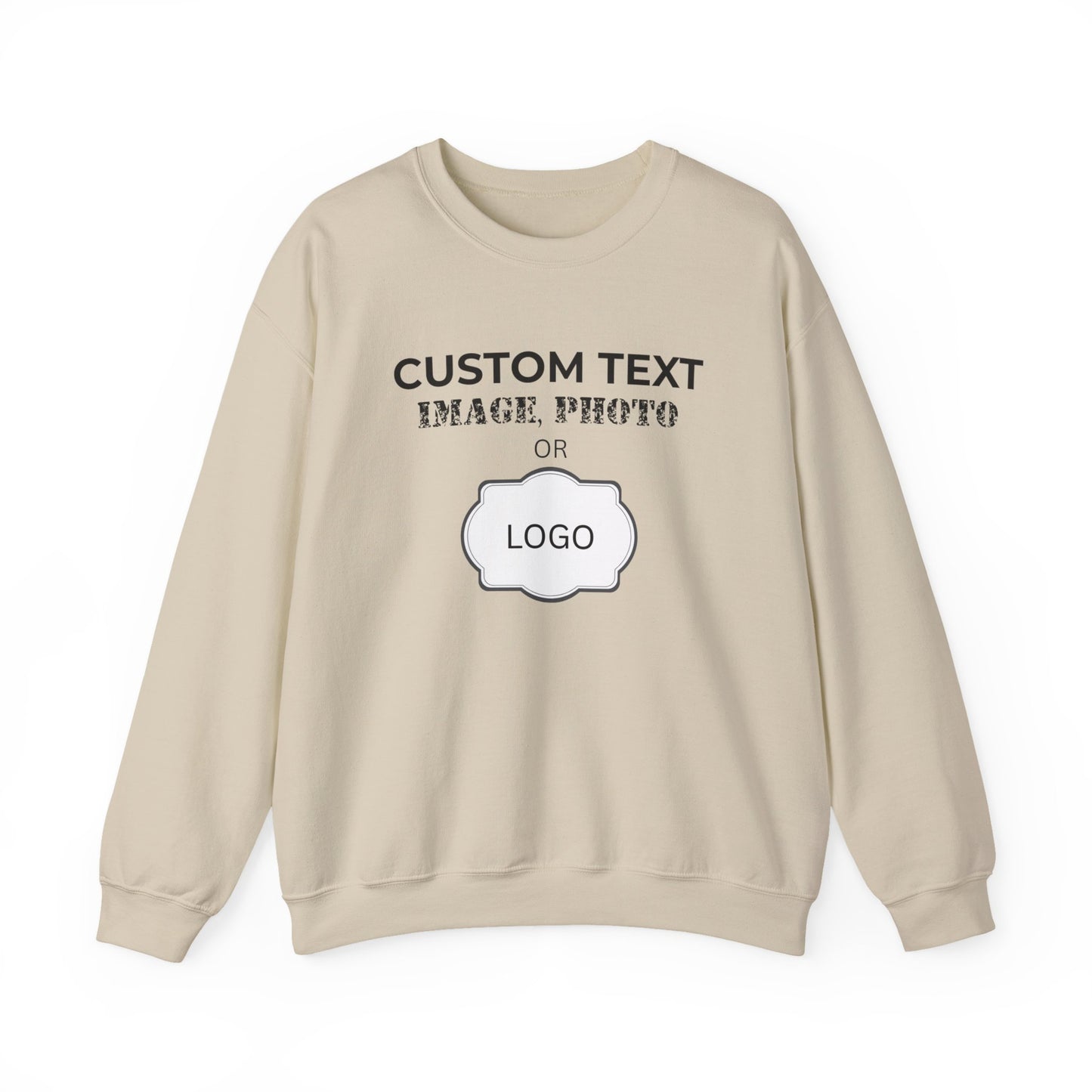 Custom Logo Crewneck Sweatshirt - Personalized Text, Photo, Image or logo Sweatshirt