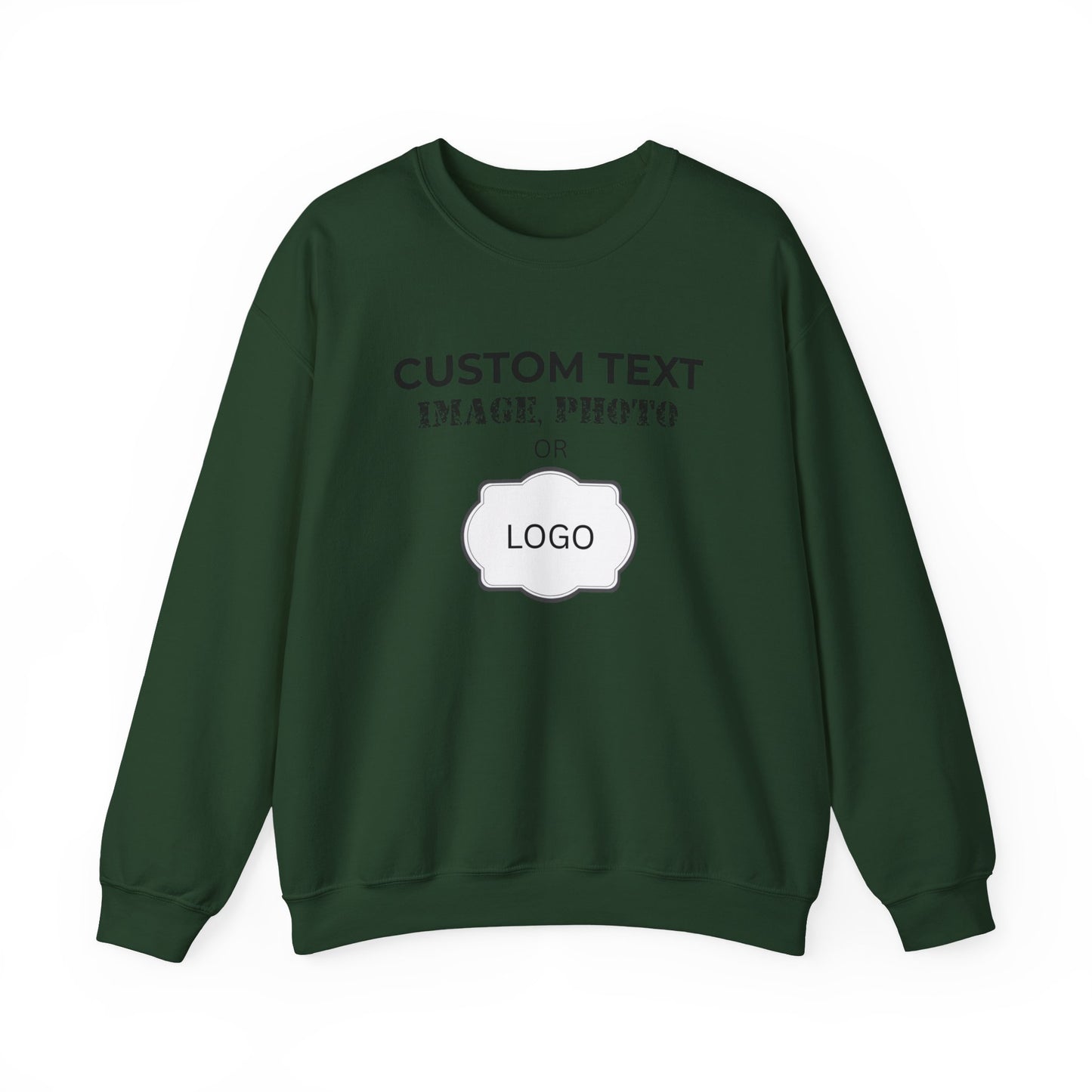 Custom Logo Crewneck Sweatshirt - Personalized Text, Photo, Image or logo Sweatshirt