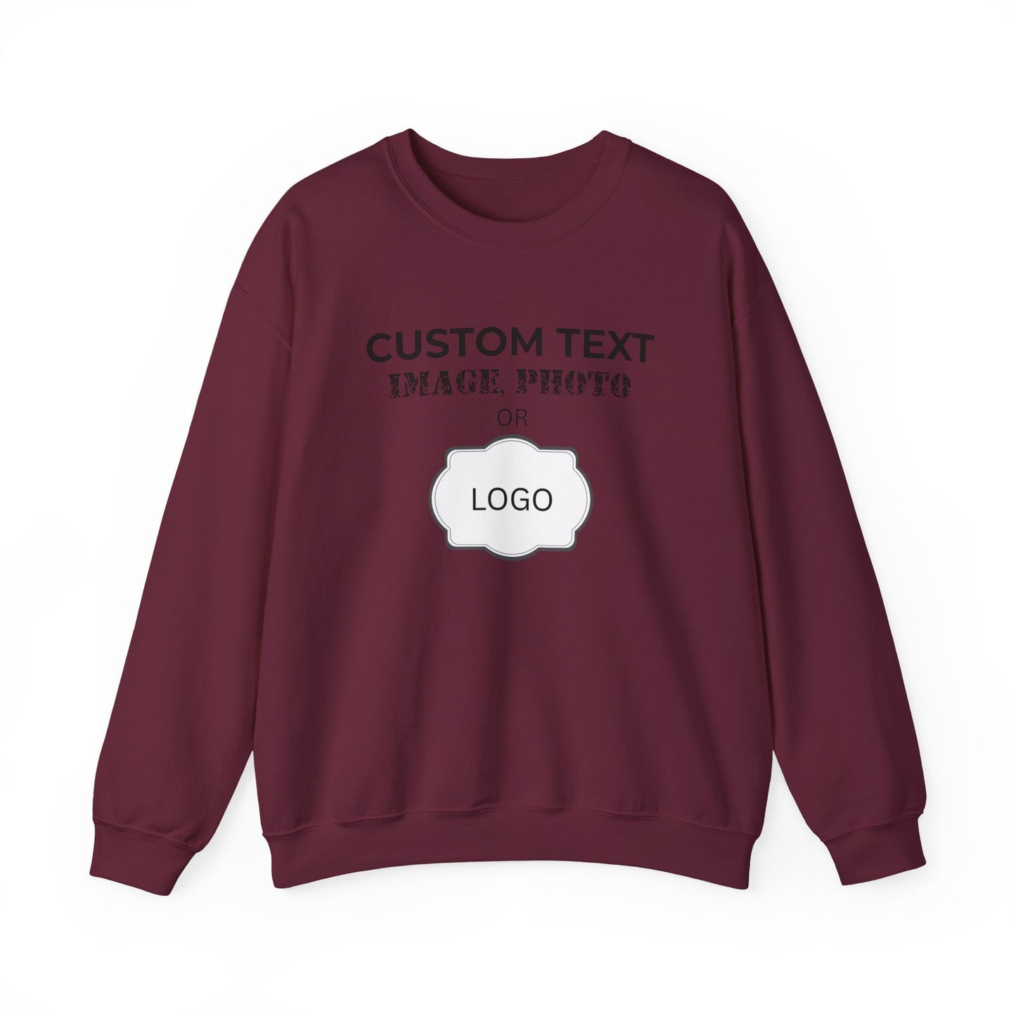 Custom Logo Crewneck Sweatshirt - Personalized Text, Photo, Image or logo Sweatshirt