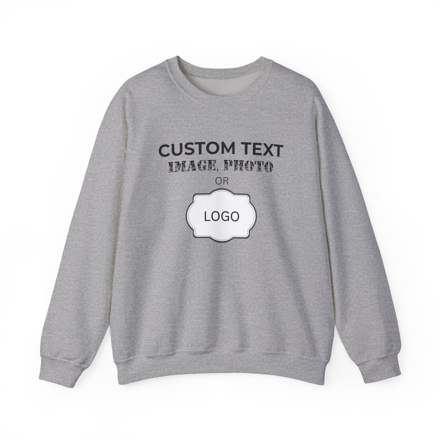 Custom Logo Crewneck Sweatshirt - Personalized Text, Photo, Image or logo Sweatshirt