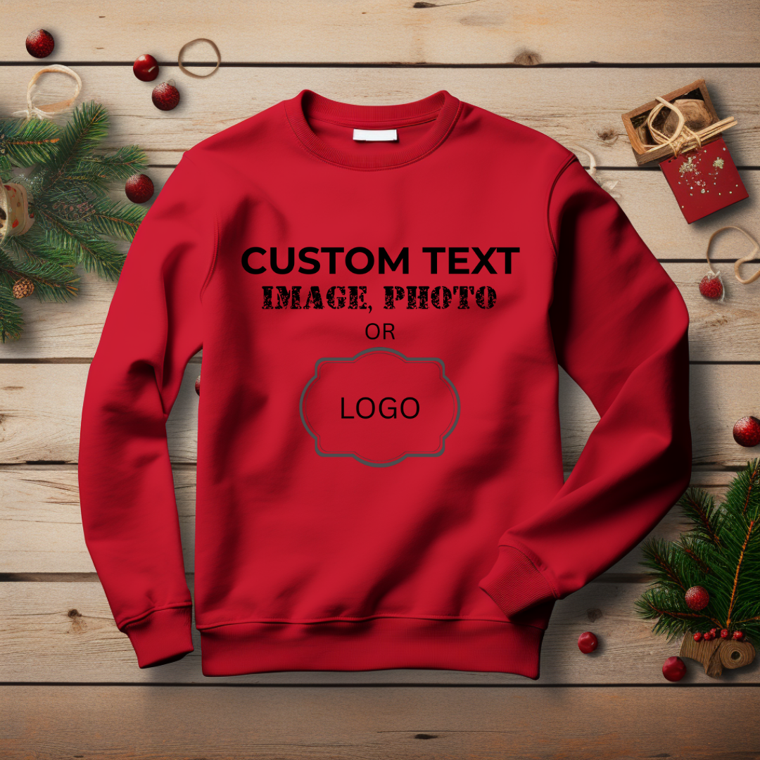 Custom Logo Crewneck Sweatshirt - Personalized Text, Photo, Image or logo Sweatshirt